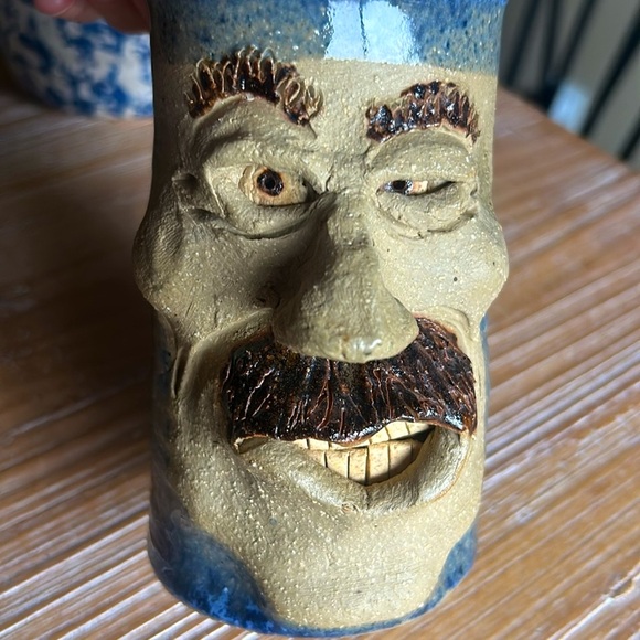 Handcrafted Stoneware Ugly Face Mug Mustache Man Mug - Picture 10 of 12